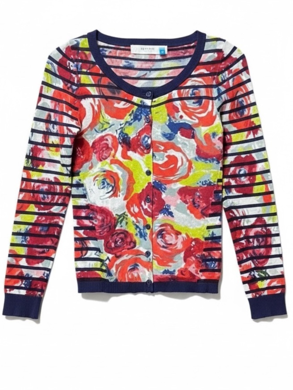 Anthropologie Sparrow Floral Striped Button Front Cardigan XS